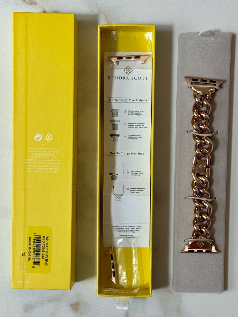 Kendra Scott Whitley Rose Gold Chain-Link Watch Band for Apple Watch New in box!